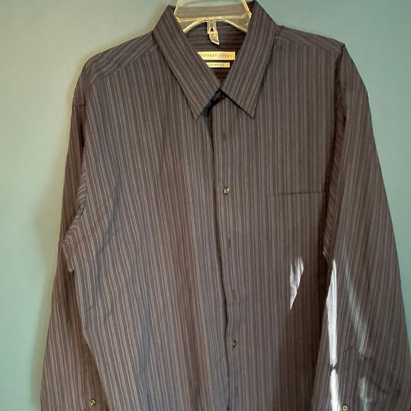 Geoffrey Beene Other - Geoffrey Beene - Men's Long Sleeve Navy/Gray Stripped Button Down - Size 18 x 34